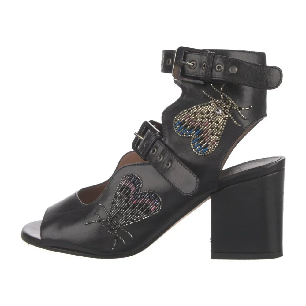 LAURENCE DACADE ELLEN NEDEN BEADED BLACK SANDALS - Picture 4 of 16